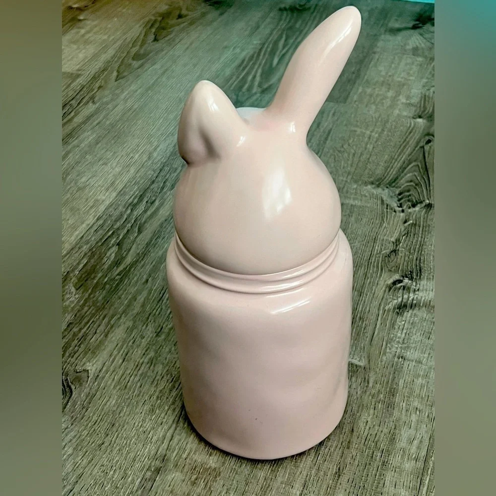 Rae Dunn Bunny Treats Pink Cookie Jar Canister Easter